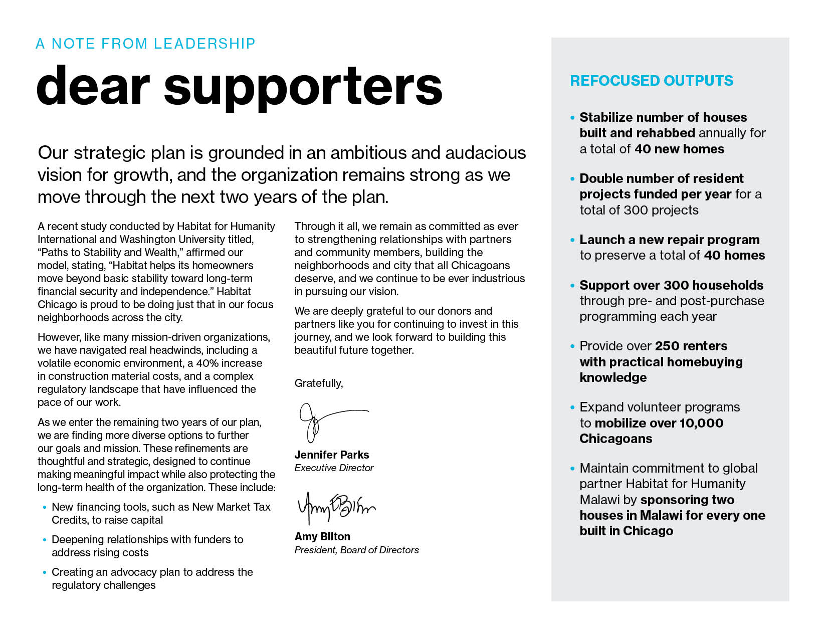 Letter about strategic plan
