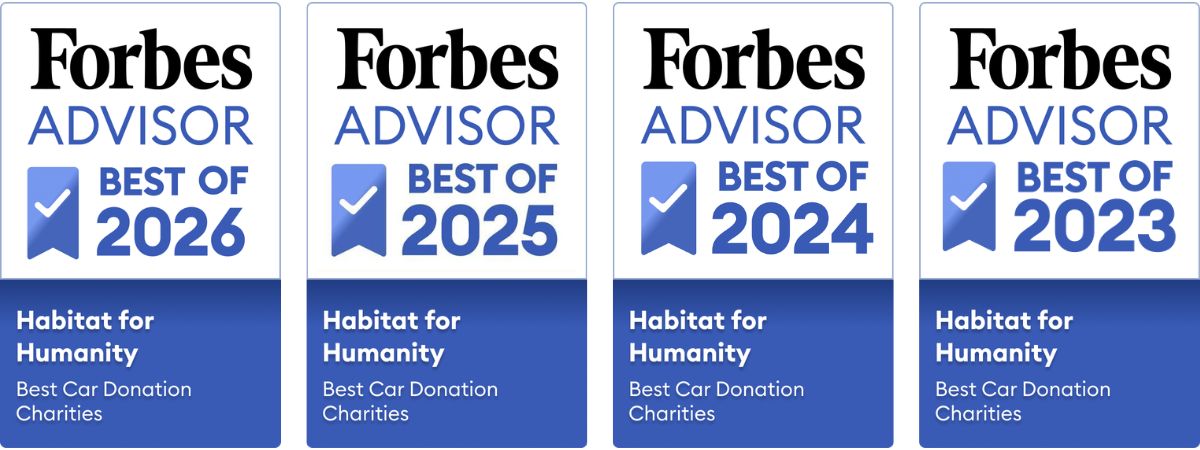 Four badges "Habitat for Humanity: Best Car Donation Charities"