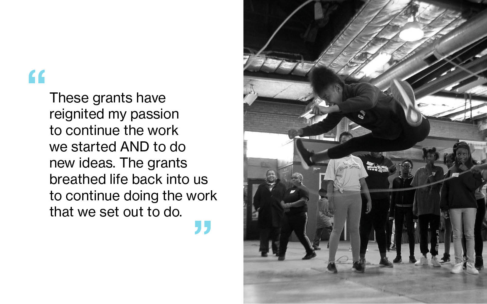 Black woman jump roping alongside a quote