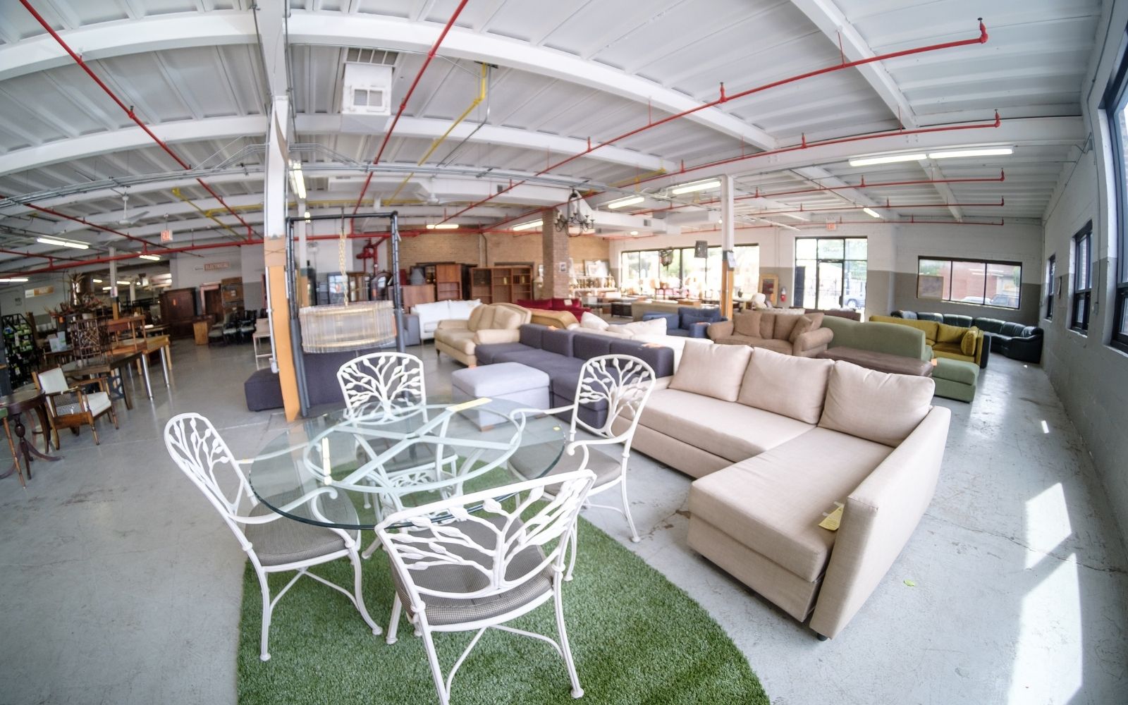 Wide angle of furniture showroom