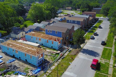 An aerial view of a Habitat block under construction - 18 affordable homes!