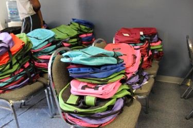 Backpacks to be distributed through a Habitat Chicago Neighborhood Grant