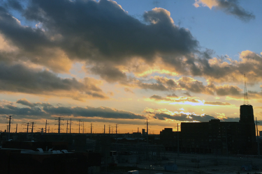 Silhouette of a city at sunset