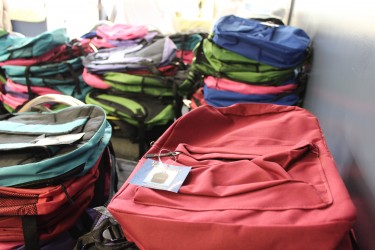 Backpacks distributed through a Habitat Chicago neighborhood grant Back to School Drive